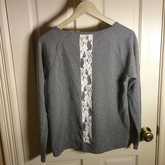 Gray Sweater with White Lace Back - Picture 2 of 2